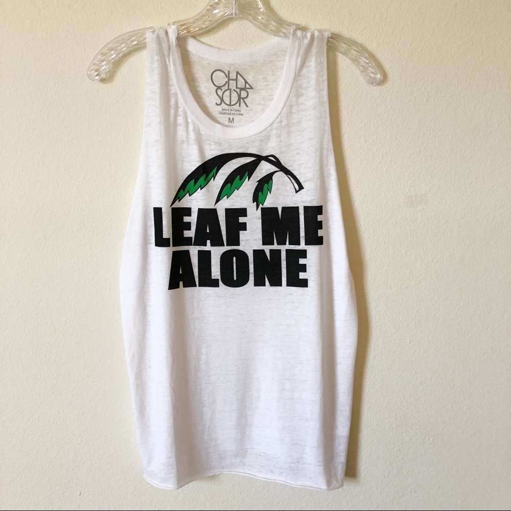 Chaser Leaf Me Alone graphic muscle tank medium